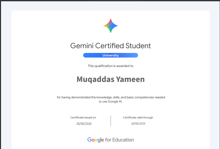 Gemini Certified Student certificate